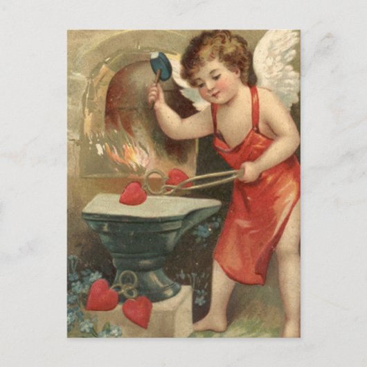 Cartes Pour Fêtes Annuelles Coeurs cupides Vintage Valentine (Devant)