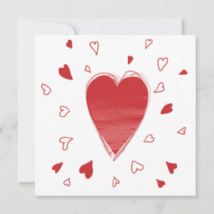 Cartes Pour Fêtes Annuelles Coeurs d'amour rouge Sketchy moderne