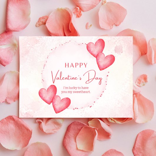 Cartes Pour Fêtes Annuelles Coeurs d'aquarelle de Whimsical