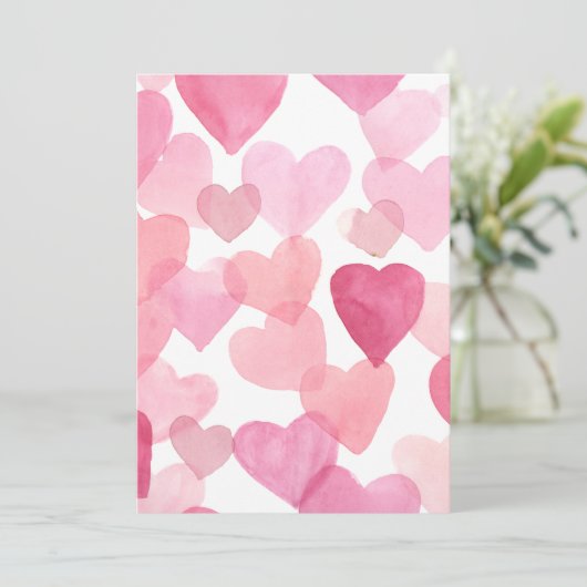 Cartes Pour Fêtes Annuelles Coeurs d'aquarelle Imprimer, Saint Valentin Imprim (Debout devant)