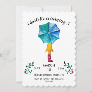Cartes Pour Fêtes Annuelles Coeurs d'aquarelle pour fille parapluie