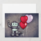Cartes Pour Fêtes Annuelles Cœurs de ballons de robot d'intelligence artificie (Devant / Derrière)
