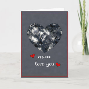 Cartes Pour Fêtes Annuelles Coeurs de Camo Valentine de marine -