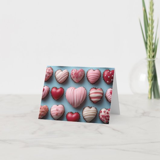 Cartes Pour Fêtes Annuelles Cœurs de chocolat rose pour la Saint-Valentin (Devant)