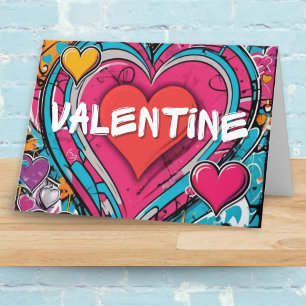 Cartes Pour Fêtes Annuelles Cœurs de graffiti pour la Saint-Valentin avec mess