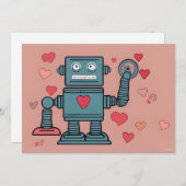 Cartes Pour Fêtes Annuelles Cœurs de la Saint-Valentin de robot Note d'amour (Devant / Derrière)