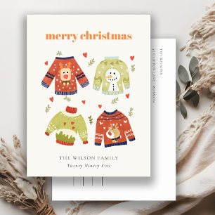 Cartes Pour Fêtes Annuelles Coeurs de Noël d'hiver mignonnes Laveux Sweater