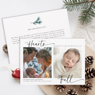 Cartes Pour Fêtes Annuelles Cœurs de Noël Famille Moderne Bébé 2 Photos