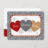 Cartes Pour Fêtes Annuelles Coeurs de pull en fils tricot crochet Noël (Devant / Derrière)