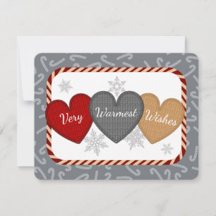 Cartes Pour Fêtes Annuelles Coeurs de pull en fils tricot crochet Noël