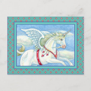 CARTES POUR FÊTES ANNUELLES COEURS DE VOL UNICORN BLANC, IMAGINAIRE PEGASUS