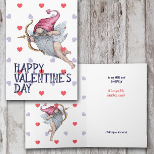 Cartes Pour Fêtes Annuelles Coeurs Drôle Valentine Cupid Gnome Amiante
