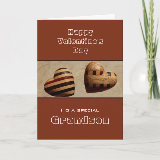 Cartes Pour Fêtes Annuelles Coeurs en bois Heureuses Saintes-Valentin sur mesu (Devant)