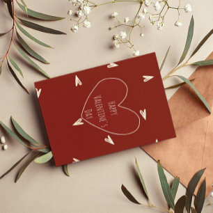 Cartes Pour Fêtes Annuelles Cœurs en Crème sur Bourgogne - Saint-Valentin Mini