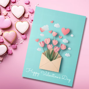 Cartes Pour Fêtes Annuelles Cœurs en papier découpé et fleurs pour la Saint-Va