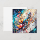 Cartes Pour Fêtes Annuelles Coeurs et musique (Devant / Derrière)