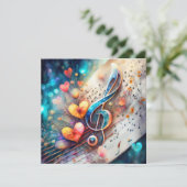 Cartes Pour Fêtes Annuelles Coeurs et musique (Debout devant)