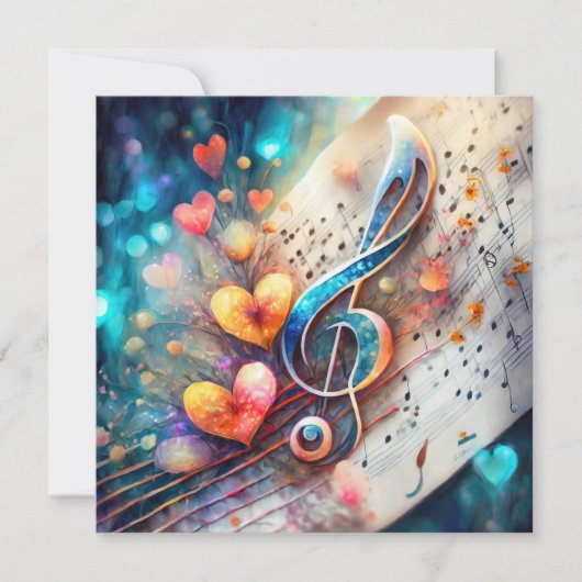 Cartes Pour Fêtes Annuelles Coeurs et musique (Devant)