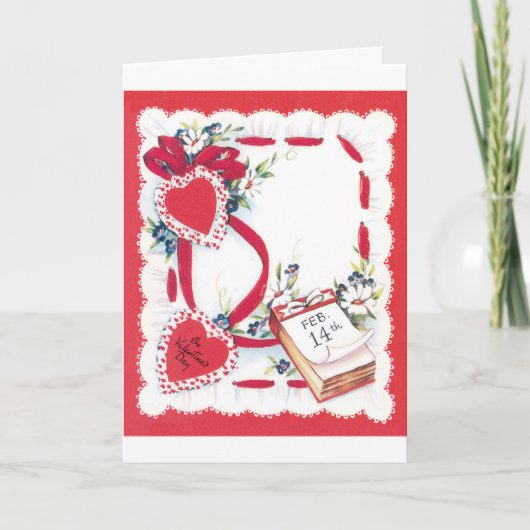 Cartes Pour Fêtes Annuelles Coeurs, fleurs et ruban de la Saint-Valentin vinta (Devant)
