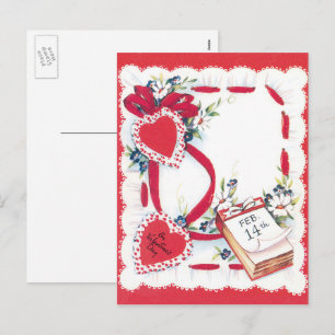 Cartes Pour Fêtes Annuelles Cœurs, fleurs et rubans vintage de la Saint-Valent