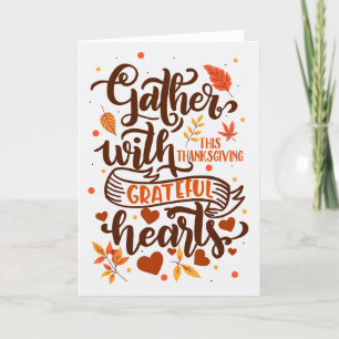 Cartes Pour Fêtes Annuelles Coeurs gracieux Typographie de la feuille d'automn