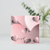 Cartes Pour Fêtes Annuelles Coeurs "Love" & "Heureuse Sainte-Valentin" Pink3D (Debout devant)
