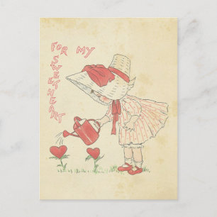 Cartes Pour Fêtes Annuelles Coeurs mignons de fleur de fille de Saint-Valentin