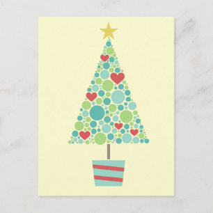 Cartes Pour Fêtes Annuelles Coeurs mignons pastel moderne sapin de Noël