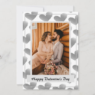 Cartes Pour Fêtes Annuelles Cœurs Noir & Blanc Motif Joyeuse Saint-Valentin