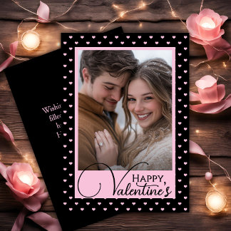 Cartes Pour Fêtes Annuelles Coeurs noirs et roses Bonne photo de Saint Valenti