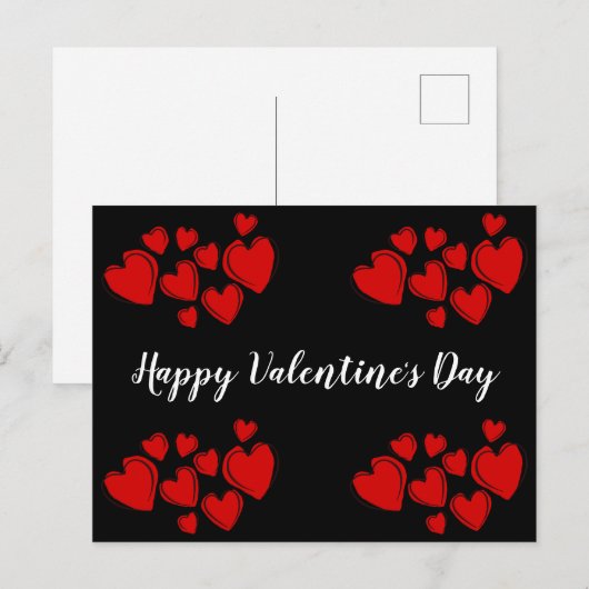 Cartes Pour Fêtes Annuelles Coeurs noirs et rouges Heureuses Saintes-Valentin (Devant / Derrière)