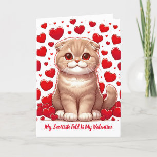 Cartes Pour Fêtes Annuelles Coeurs pliés : Scottish Fold's Valentine Joy