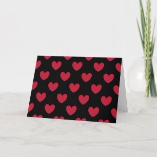 Cartes Pour Fêtes Annuelles Coeurs polka rouge sur noir