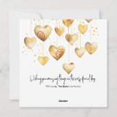 Cartes Pour Fêtes Annuelles Coeurs romantiques rouges et dorés (Dos)