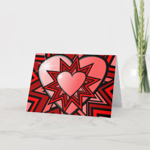 Cartes Pour Fêtes Annuelles Coeurs roses dans Red Abstract Design Card
