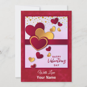Cartes Pour Fêtes Annuelles Cœurs rouges et dorés élégants pour la Saint-Valen