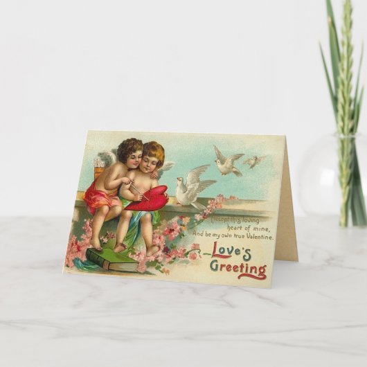 Cartes Pour Fêtes Annuelles Coeurs vintages de cupidon (Devant)