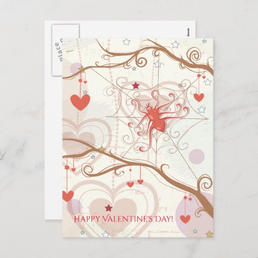 Cartes Pour Fêtes Annuelles Coeurs Web Heureuses Saintes-Valentin mignons Spid (Devant / Derrière)