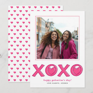 Cartes Pour Fêtes Annuelles Cœurs XOXO rose magenta photo Galentines Day