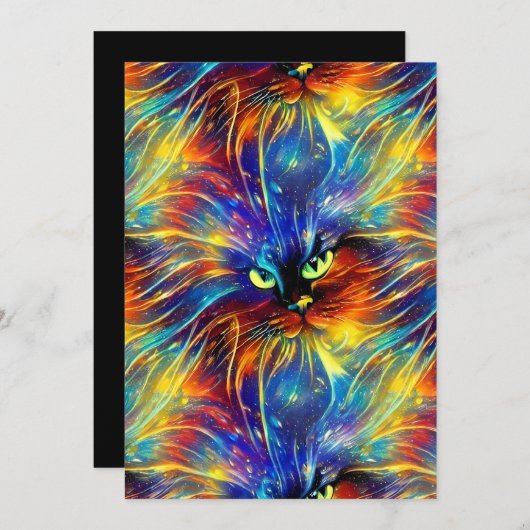 Cartes Pour Fêtes Annuelles Cohésif Abstrait Exquis Cat Splashes Simples (Devant / Derrière)