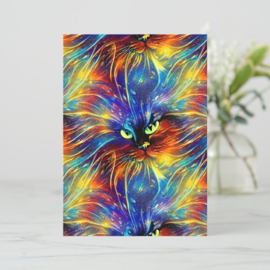 Cartes Pour Fêtes Annuelles Cohésif Abstrait Exquis Cat Splashes Simples (Debout devant)