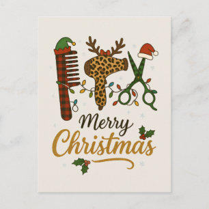 Cartes Pour Fêtes Annuelles Coiffeur Joyeux Noël Outils de Salon