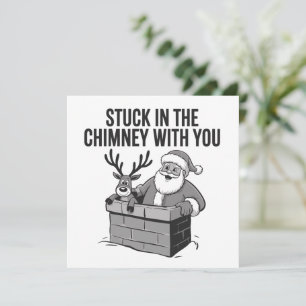 Cartes Pour Fêtes Annuelles Coincé Dans La Cheminée Avec Vous Drôle De Renne D