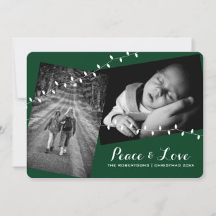 Cartes Pour Fêtes Annuelles Coins ronds Green Peace & Love Photos de Noël