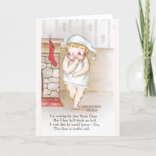 Cartes Pour Fêtes Annuelles Cold Kid Attente Noël Vintage du Père Noël