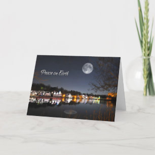 Cartes Pour Fêtes Annuelles Cold Winter Night Boathouse