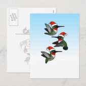 Cartes Pour Fêtes Annuelles Colibri à gorge rubis de Noël (Devant / Derrière)