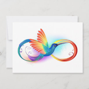 Cartes Pour Fêtes Annuelles Colibri arc-en-ciel avec symbole Infinity