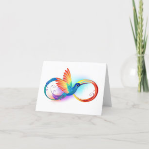 Cartes Pour Fêtes Annuelles Colibri arc-en-ciel avec symbole Infinity
