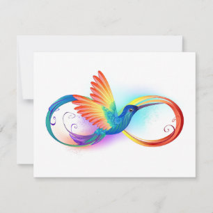 Cartes Pour Fêtes Annuelles Colibri arc-en-ciel avec symbole Infinity